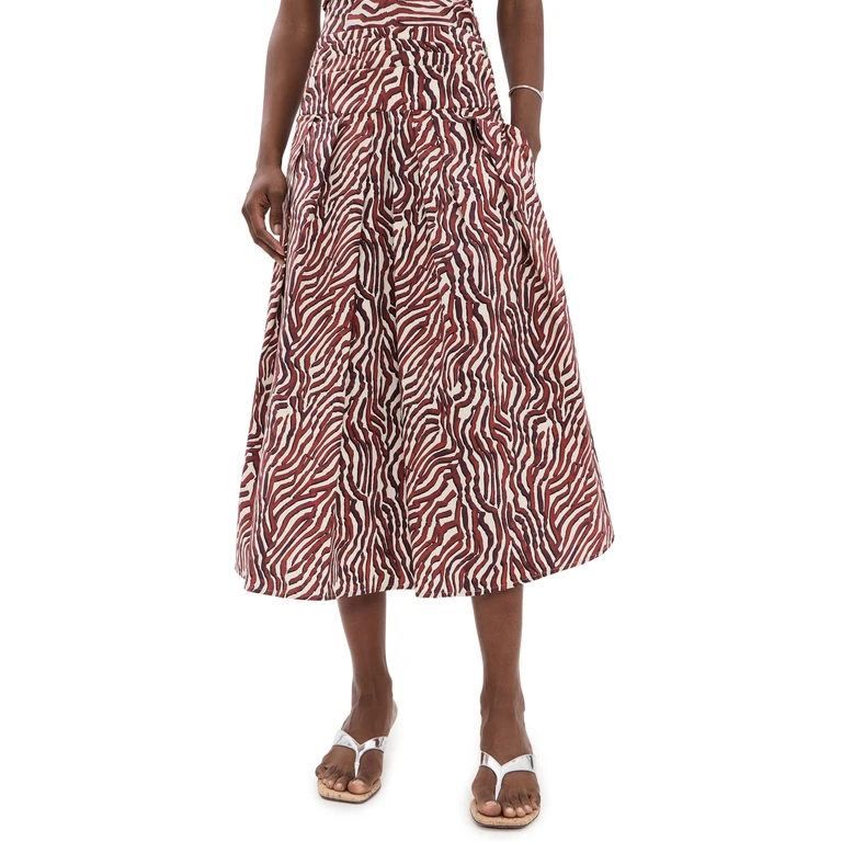 Proenza Schouler White Label Nessa Skirt Rust/Cream Multi 6