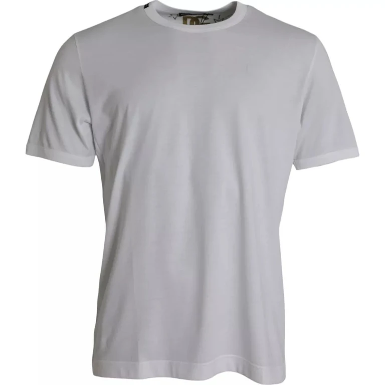Dolce & Gabbana White Cotton Round Neck Short Sleeves T-Shirt - Men
