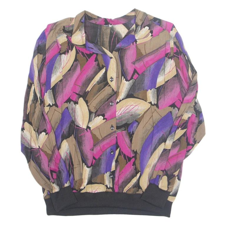 Womens Printed Blouse Purple Long Sleeve Crazy Pattern L