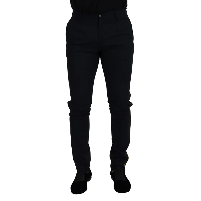 Dolce & Gabbana Black Wool Slim Formal Pants Elastane - Men