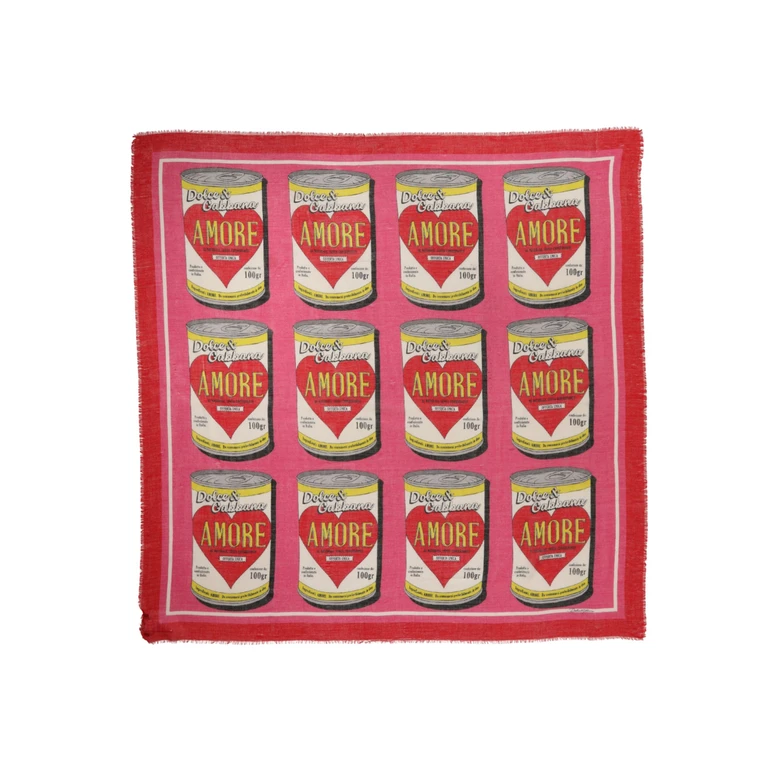 Dolce & Gabbana Pink Dg Amore Print Neck Square Shawl 140cm X Scarf Silk Cashmere - Women