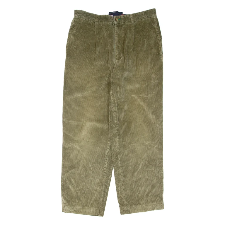 TOMMY HILFIGER Womens Corduroy Trousers Green Regular Tapered W32 L30