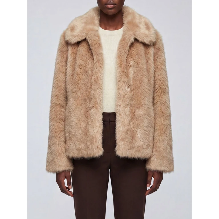 Alce Faux Fur Coat with Classic Collar (2629456011600001)