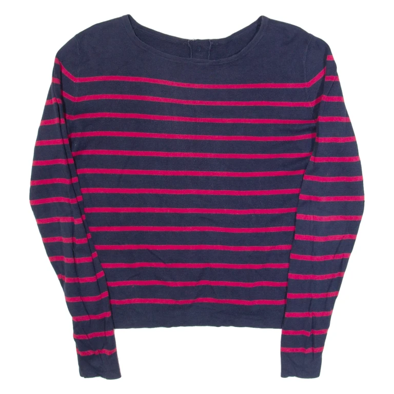JAEGER Mens Patterned Jumper Blue Striped Tight Knit XS