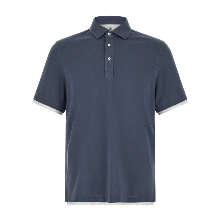 Brunello Cucinelli Blue Cotton Polo Shirt - Men