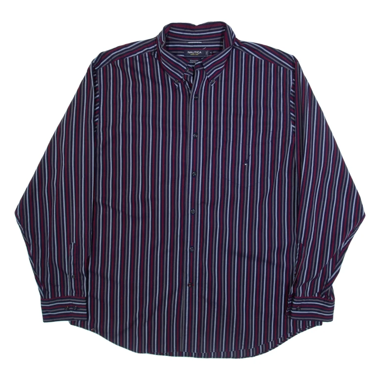 NAUTICA Mens Shirt Blue Striped Long Sleeve XL
