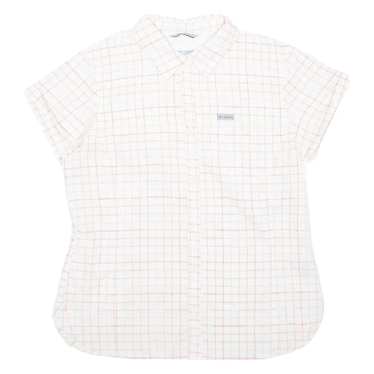 COLUMBIA Womens Shirt White Nylon Check L