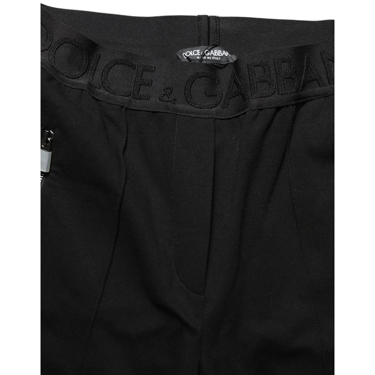 Dolce & Gabbana Black Viscose Mid Waist Skinny Trouser Pants Elastane Nylon - Women