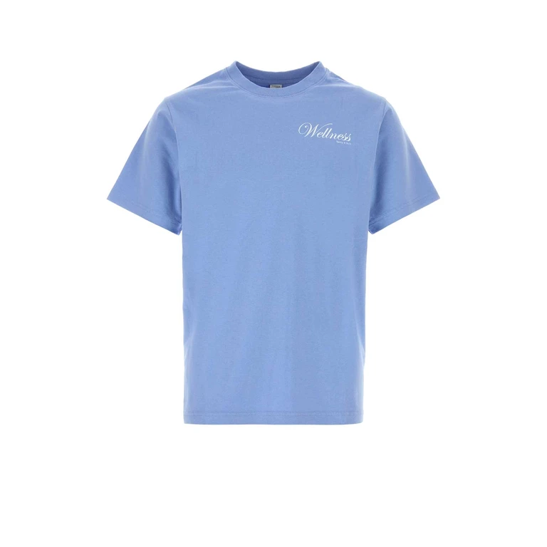 Sporty & Rich Light-Blue Cotton T-Shirt Periwinklewhite Exterior - Men