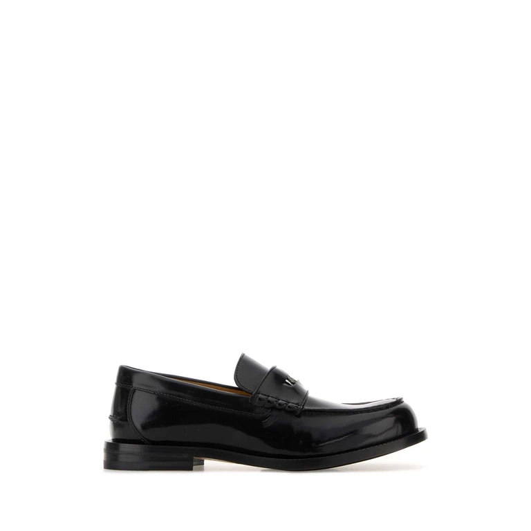 Black Leather Loafers Mocassini - Men