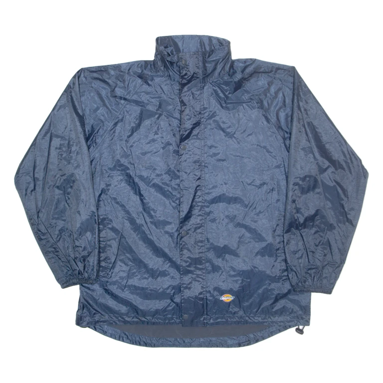 DICKIES Mens Rain Jacket Blue Hooded M