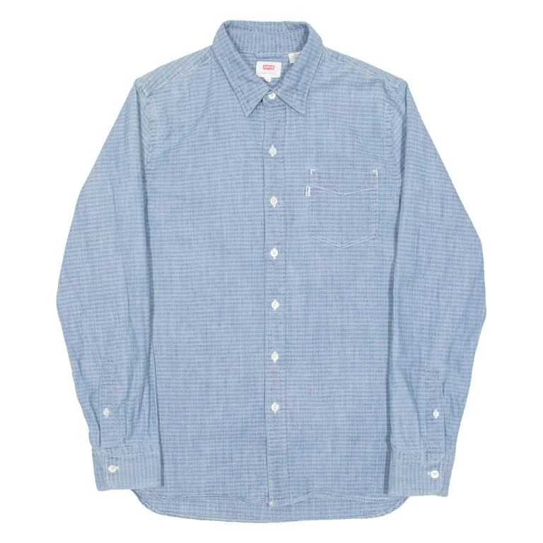 LEVI'S Mens Shirt Blue Check Long Sleeve S (VV3-261024-5498)
