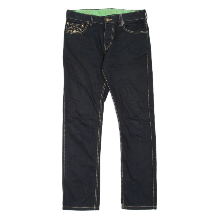 POLO ST. MORITZ Mens Jeans Black Slim Straight W32 L31