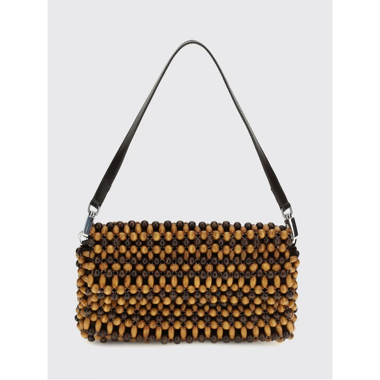 Timmy Beaded Wood Shoulder Bag with Removable Leather Handle (H26S6062WDMWDB)