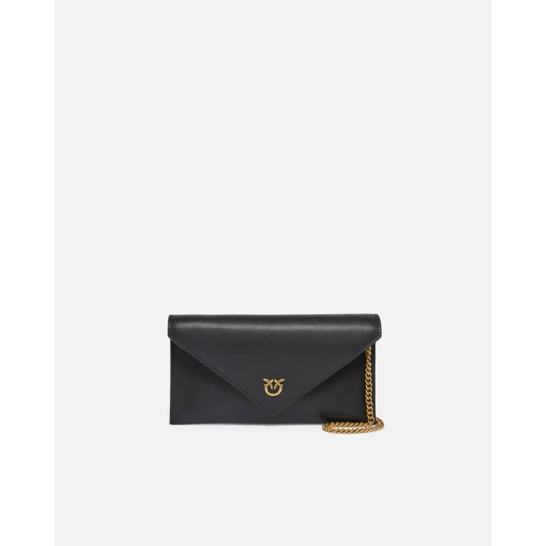 Pinko - Petite pochette enveloppe en cuir lisse à logo Love Birds
