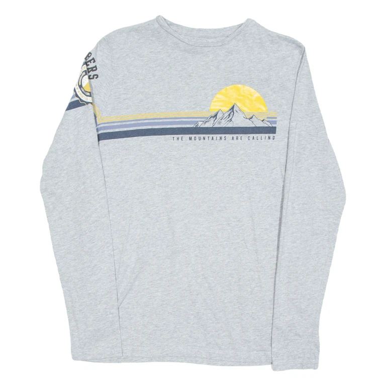 The Mountains Are Calling Mens T-Shirt Grey Long Sleeve XS