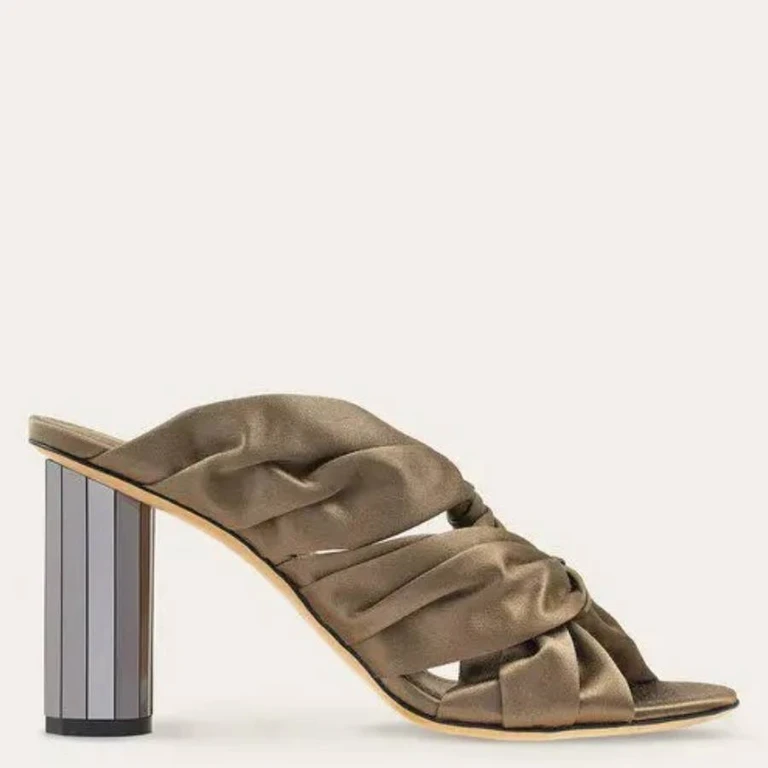 Ferragamo Sabina Mirrored Heel Satin Sandals, Size 7 C (01F435 763566)