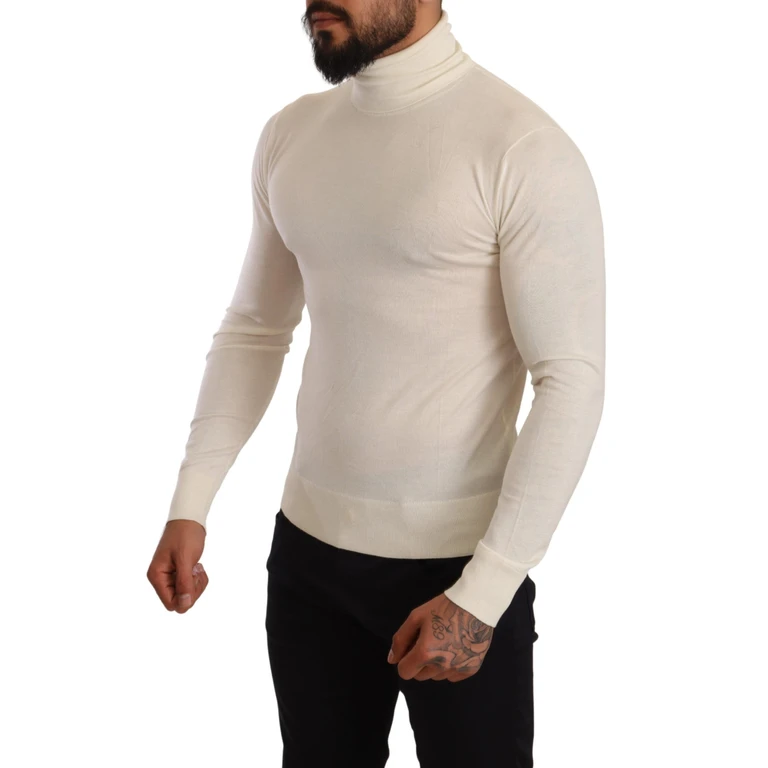 Dolce & Gabbana Cream Cashmere Turtleneck Pullover Sweater Clothing - Men