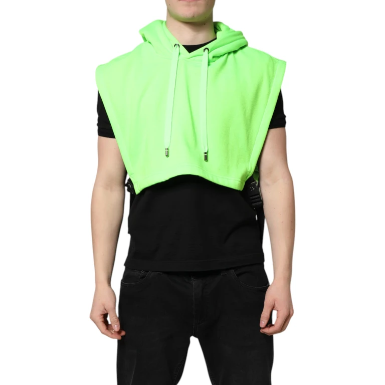 Dolce & Gabbana Green Polyester Hooded Sportswear Vest Sweater Clothing - Men