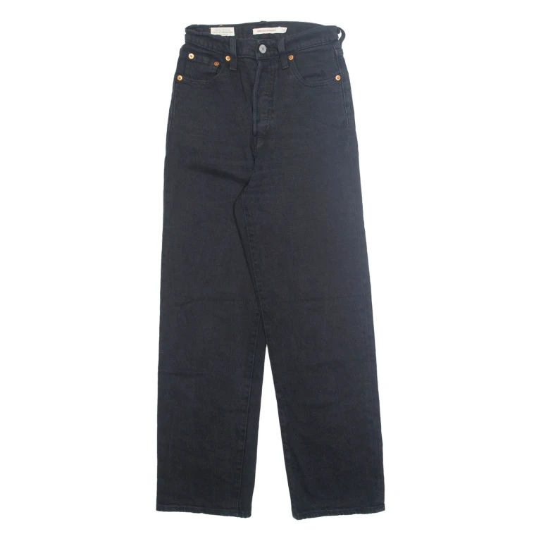 LEVI'S Womens Jeans Black Regular Straight W23 L27