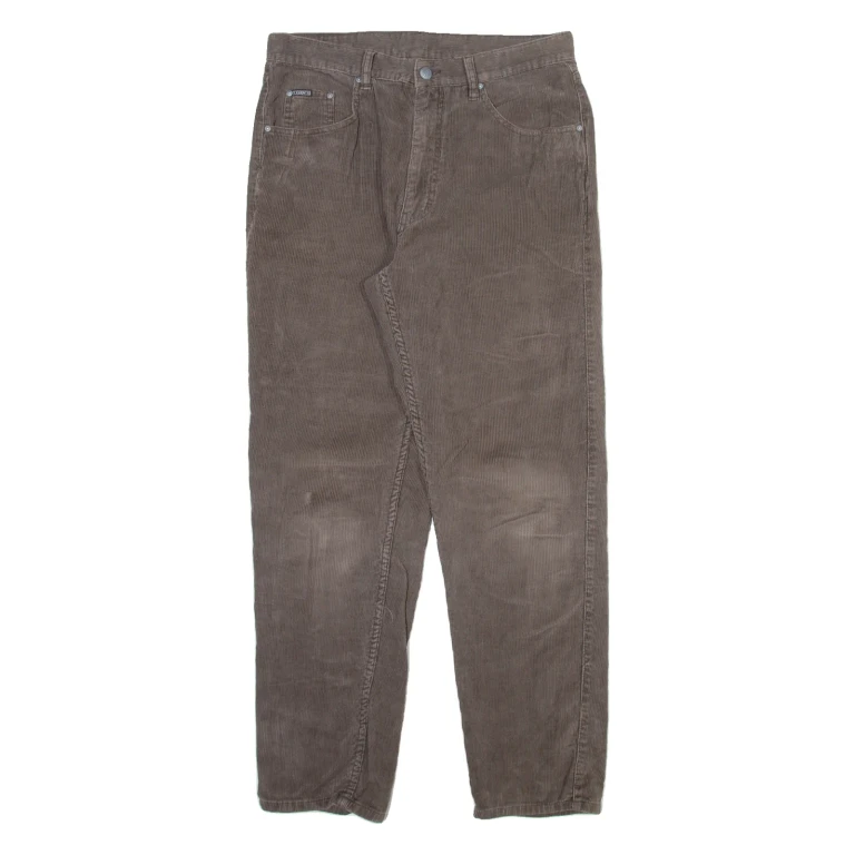 TEDDY'S Mens Corduroy Trousers Grey Regular Tapered W32 L29