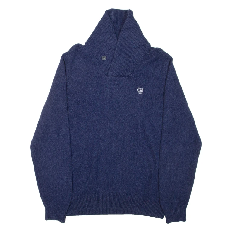 CHAPS Mens Jumper Blue High Neck Tight Knit L