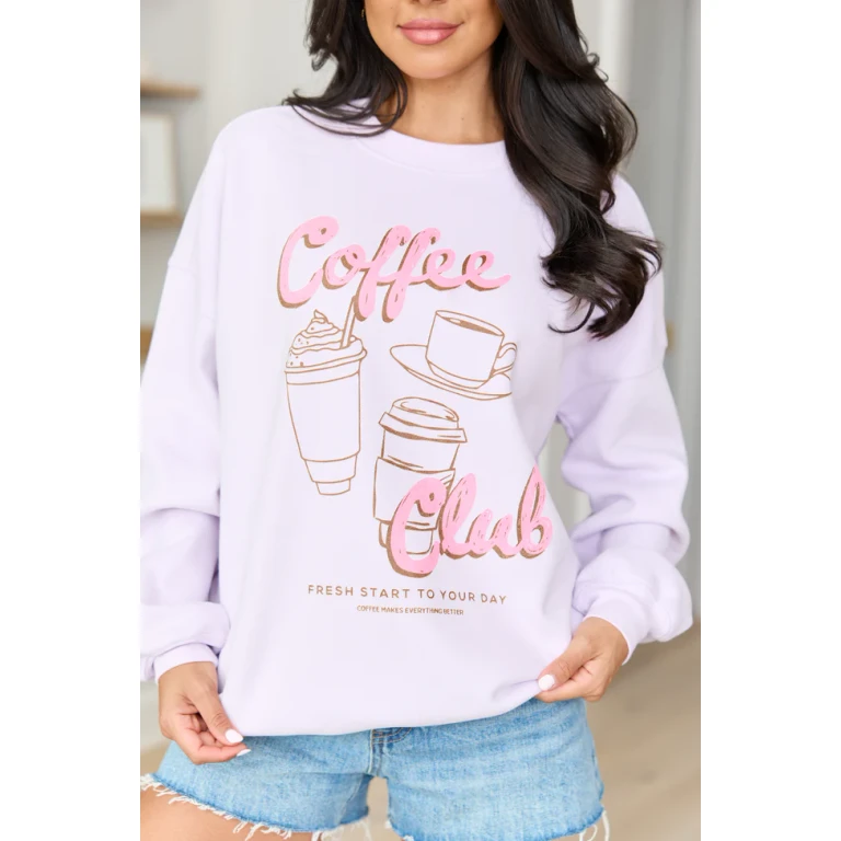 Coffee Club Purple Graphic Sweatshirt