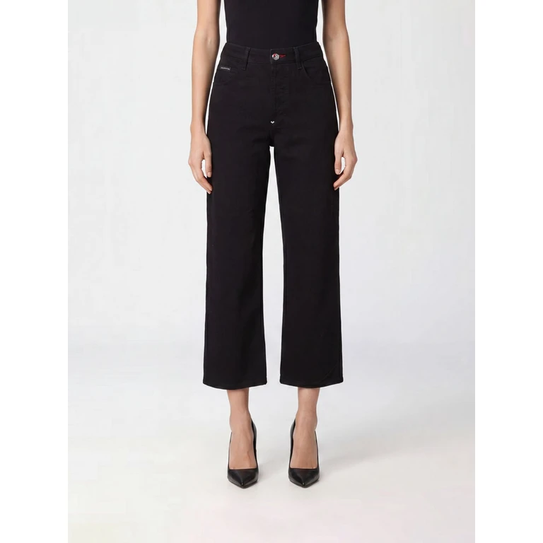 High-Waisted Wide Leg Cropped Stretch Denim Jeans (FAACWDT1689PDE004N02KT)