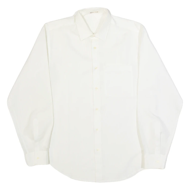 JORSA Mens Shirt White Striped Long Sleeve M