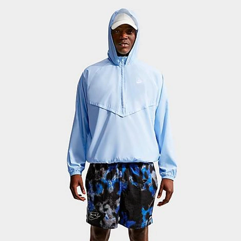Nike Men's Windrunner Lightweight Half-Zip Jacket in Hydrogen Blue/White Size: XS