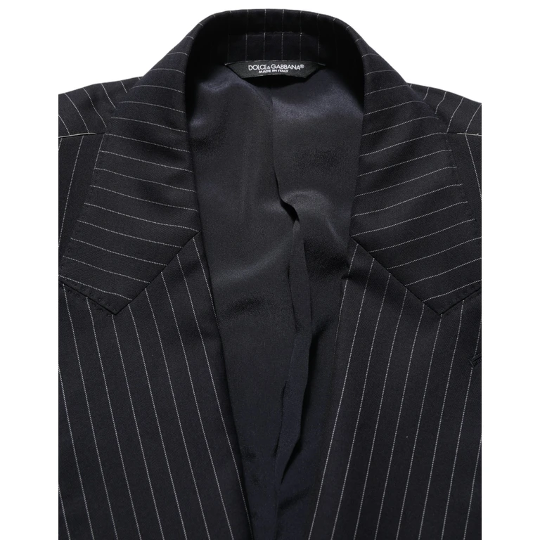 Dolce & Gabbana Black Stripes Wool Double Breasted Jacket Silk Clothing - Men
