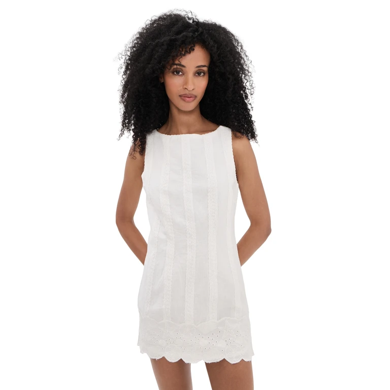 Show Me Your Mumu Ciao Mini Dress White Eyelet Embroidery L