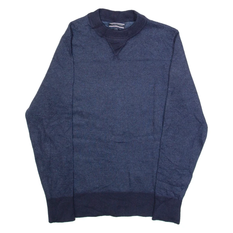 TOMMY HILFIGER Mens Jumper Blue Tight Knit Wool M