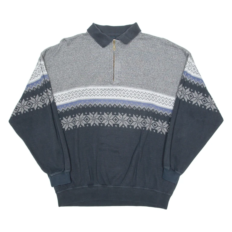 C&A 1/4 Zip Mens Sweatshirt Grey Collared XL