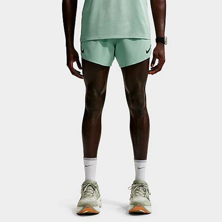Nike Men's AeroSwift Dri-FIT ADV 4" Brief-Lined Running Shorts in Steam/Black Size: Small