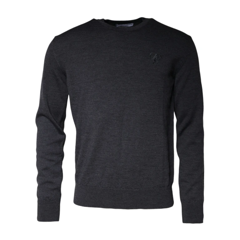 Dolce & Gabbana Dark Gray Wool Crew Neck Pullover Sweater Virgin Clothing - Men