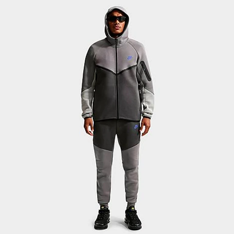 Nike Men's Tech Fleece Windrunner Full-Zip Hoodie in Pencil Point/Medium Ash/College Grey Size: XS
