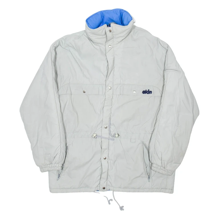 SKIN Mens Parka Coat Grey Hooded M