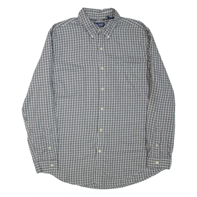 CHAPS Mens Shirt Black Check Long Sleeve L
