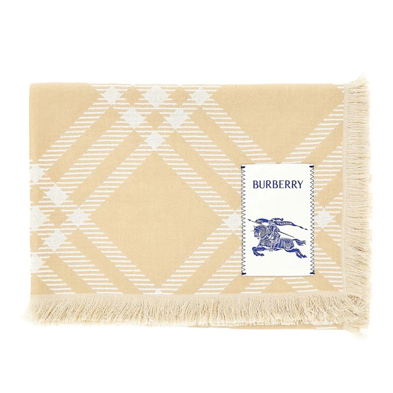 BURBERRY Check wool and silk scarf Woman One Size