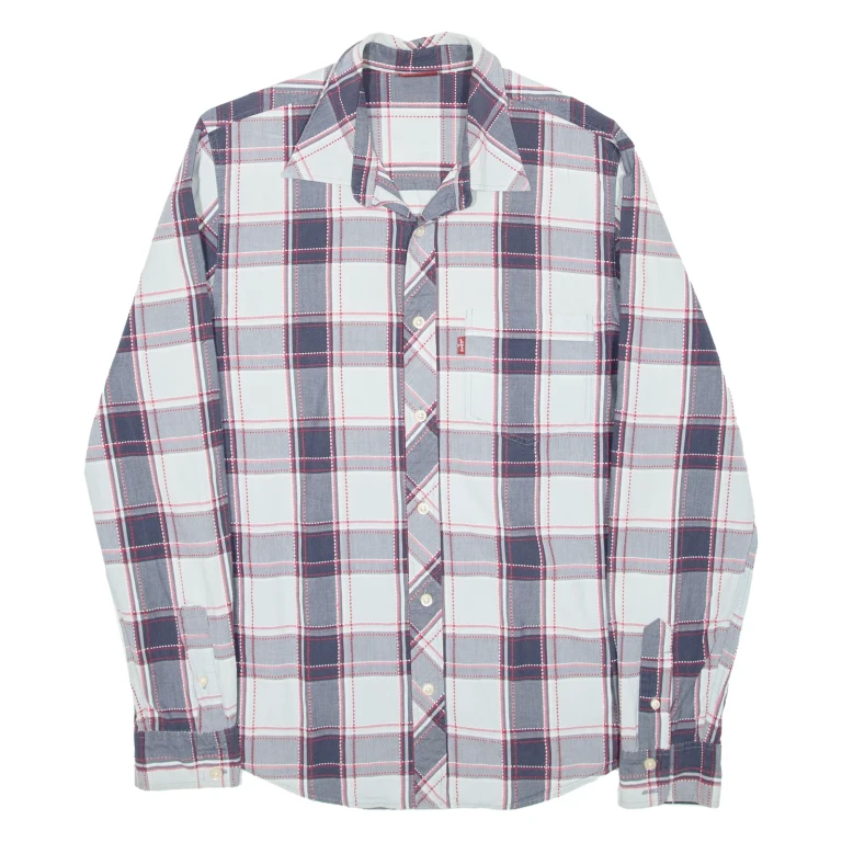 LEVI'S Mens Shirt Blue Check Long Sleeve M (UU3-171024-4343)