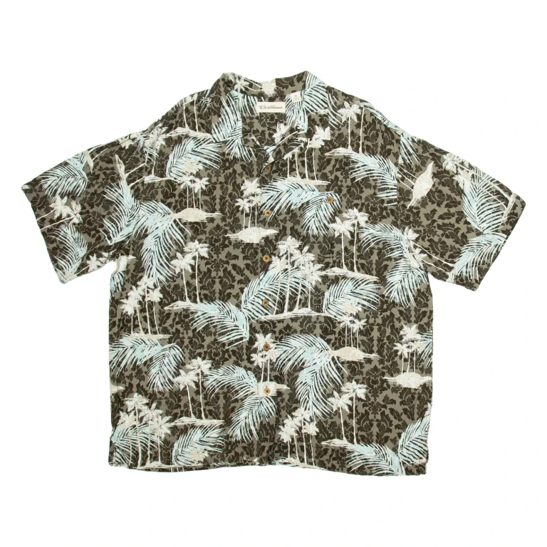 CARIBBEAN Mens Hawaiian Shirt Brown Floral XL
