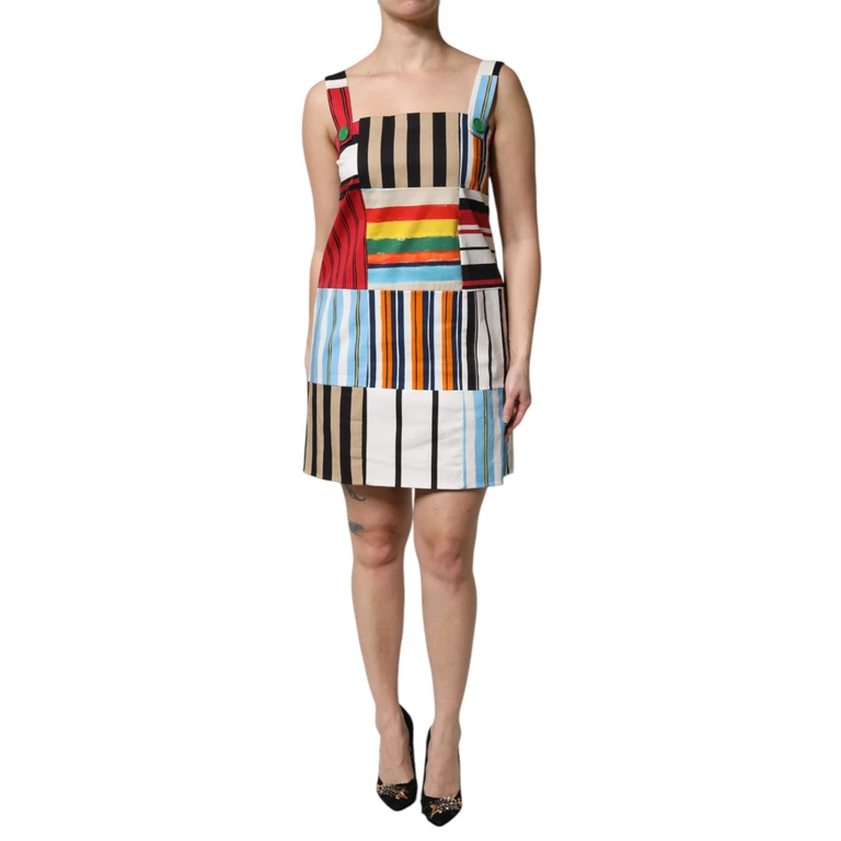 Dolce & Gabbana Multicolor Cotton Stripe Sleeveless Dress - Women
