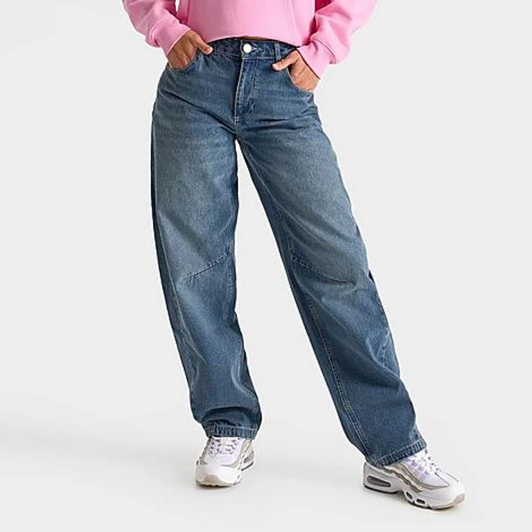 Unlike Humans Women's Baggy Jeans in Blue Denim Size: 24