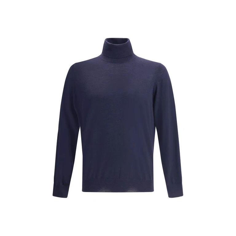 Brunello Cucinelli Blue Wool Oves Aries Turtleneck Clothing - Men