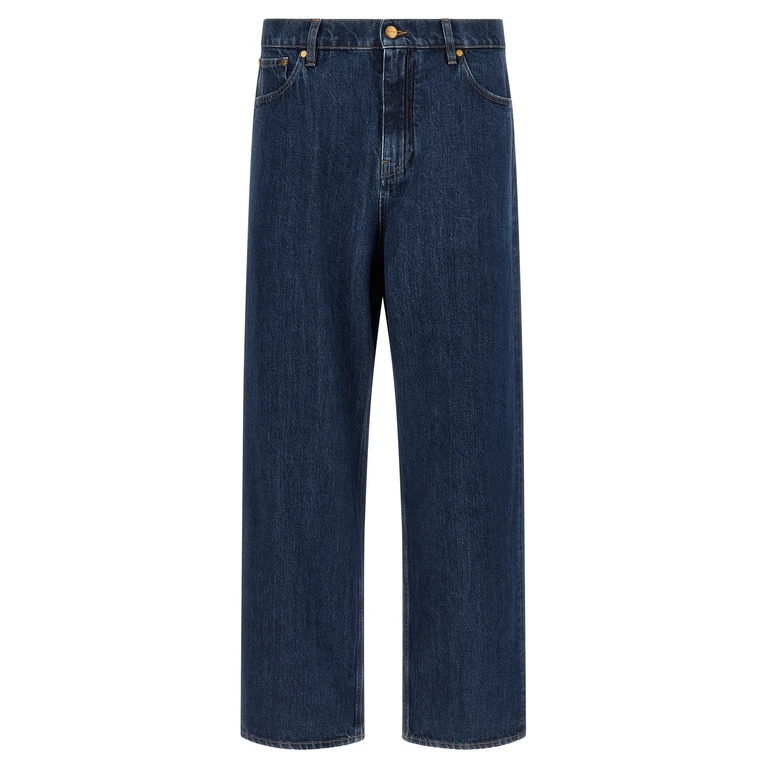 Blue Cotton Straight-Leg Jeans Clothing - Men
