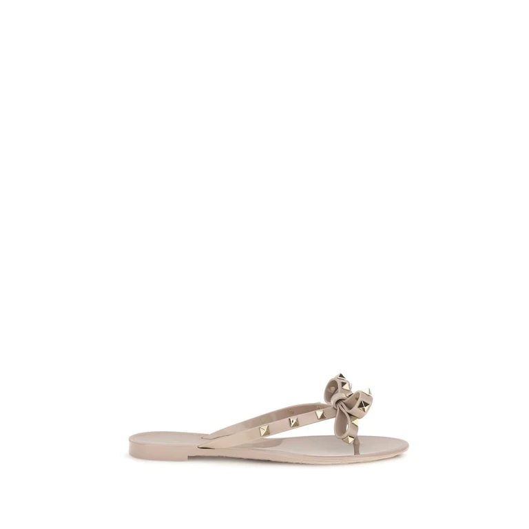 Valentino Garavani Beige Cotton Flip-Flop Sandals - Women