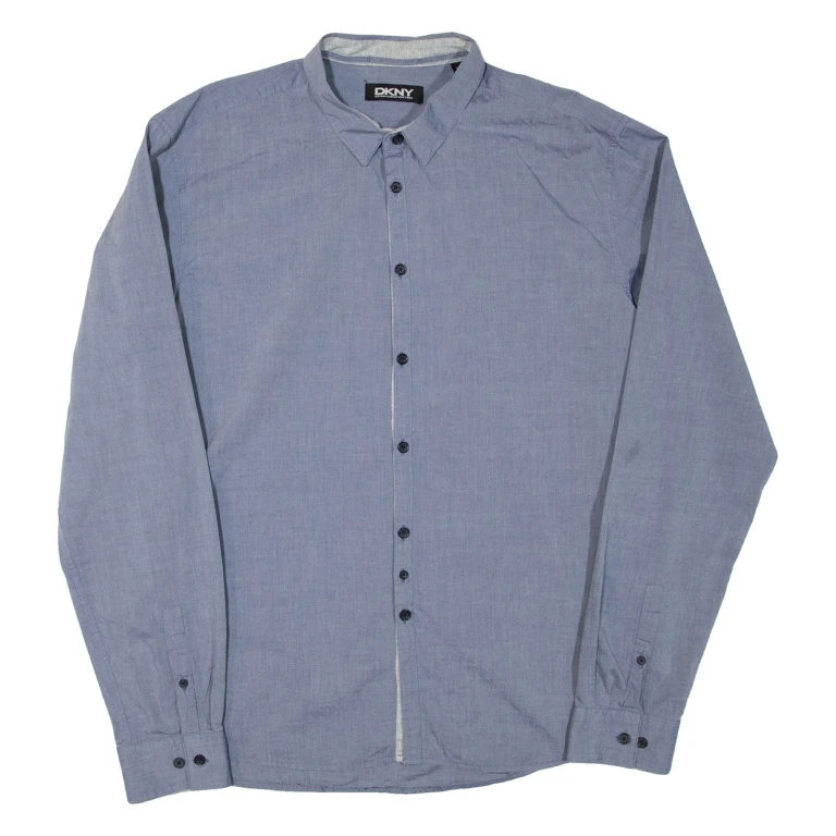 DKNY Mens Plain Shirt Grey Long Sleeve XL
