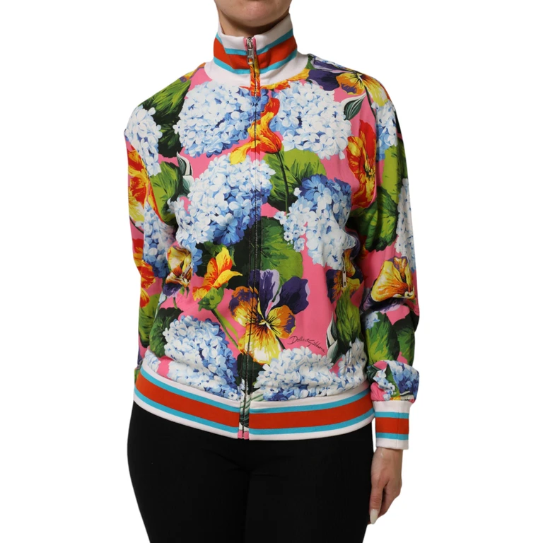 Dolce & Gabbana Multicolor Floral Print Zip Cardigan Jacket Elastane Viscose Clothing - Women