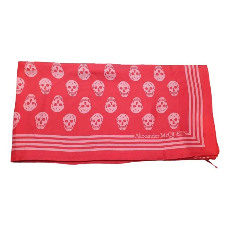 Alexander Mcqueen Skull-Print Silk Scarf in Lacquer/Pink